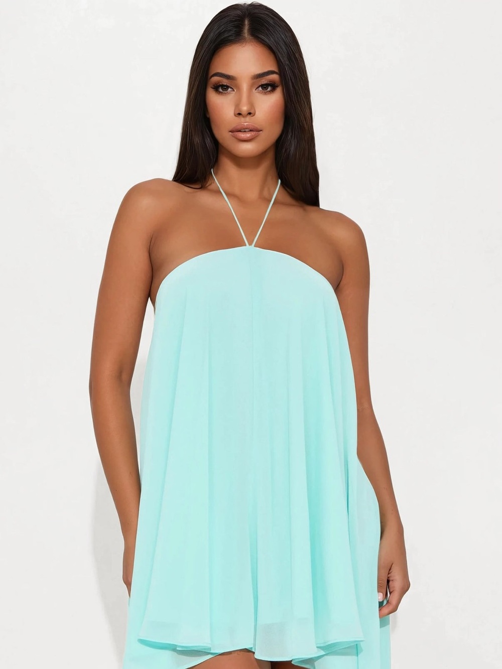Fashion Nova Mint Strapless Chiffon Mini Dress - Picture 2 of 6